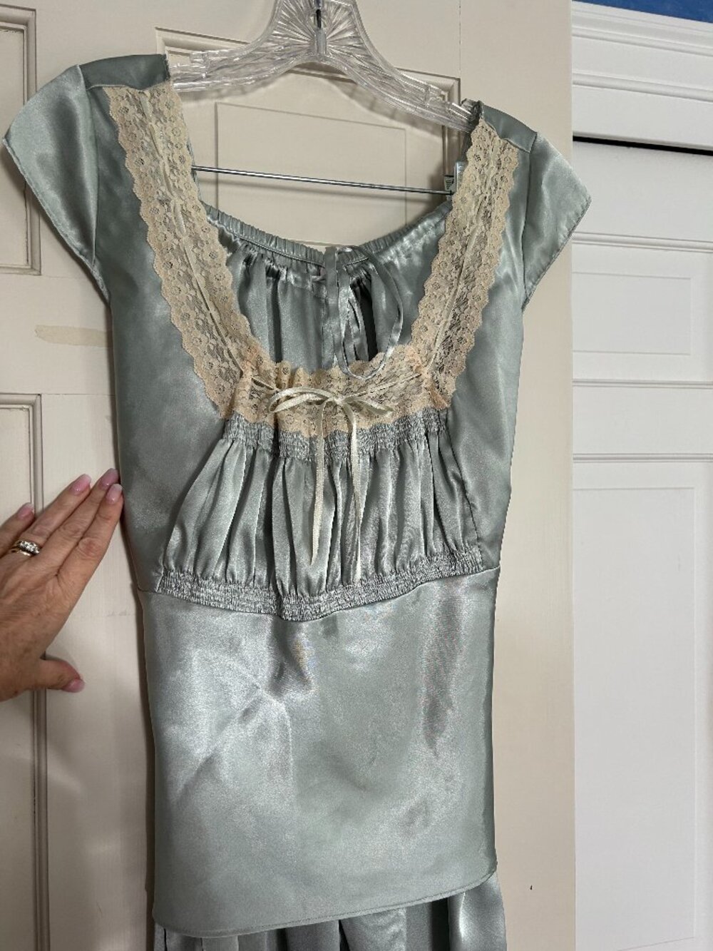 Vintage Victoria's Secret Y2K (Dec '02) Sage Green/Cream PJ/Lounge Set Ladies XL